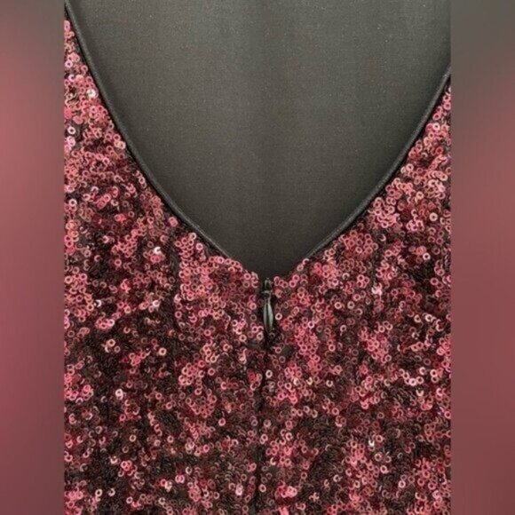 Dress The Population Elegant Sequin Midi Dress Burgundy Party Holiday Feminine - Picture 8 of 9